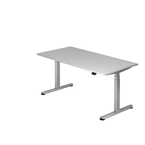 Preisvergleich Produktbild Hammerbacher Schreibtisch, elektrisch höhenverstellbar, Breite 1600 mm, Tischplatte Lichtgrau / VXDLB16 / 5 / S - Schreibtische höhenverstellbar desks height adjustable