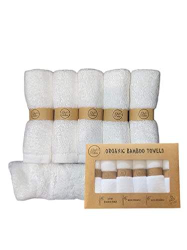 Premium 100% Organic Bamboo Baby Washcloths - Ultra Soft and Absorbent Bamboo Baby Face Towels - Newborn Face Towel - Baby Face Cloth for Delicate Skin - Organic Baby Face Wipes