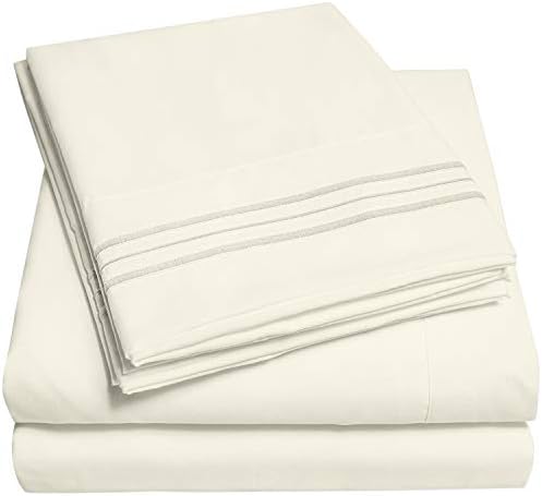 1500 Supreme Collection Queen Sheet Sets Ivory - Luxury Hotel Bed Sheets and Pillowcase Set for Queen Mattress - Extra Soft, Elastic Corner Straps, Deep Pocket Sheets, Queen Ivory