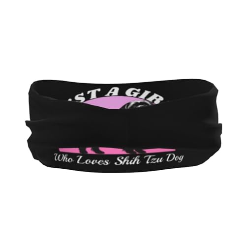 Just A Girls Who Loves Shih Tzu Dog Adjustable Sports Headband Moisture Wicking Sweatband for Running Workout3