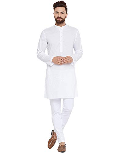 Image of Vastraa Fusion Men's Printed Kurta Pure Cotton Long Kurta, Round Collar, Full Sleeves, Button Kurta, Ethnic Wear