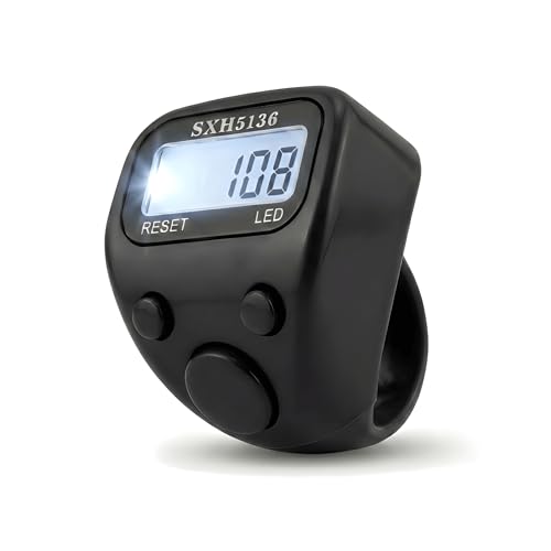 Image of Digital Finger Ring Counter, LCD Display with LED, Reset Function, Tally Counter (Pack of 1-Multicolour) (Black)