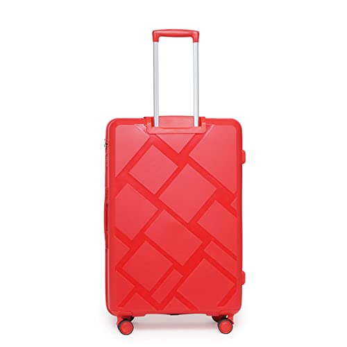 Image of SWISS MILITARY Star Luggage Bag, Textured Hard-Sided Trolley Bag, Cabin Luggage, Overnighter Trolley Bags|Durable ABS Body, Ergonomic 360 Rotatable Wheels, TSA Lock, 24 inches, Red, 1