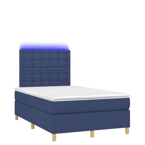 Genérico Wenjingqi Cama Box Spring con colchón y LED Tela Azul 120x200 cm, Azul 3135747