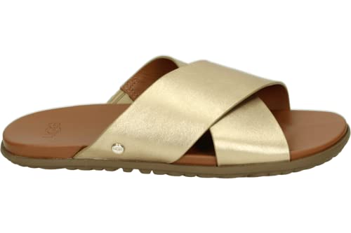 UGG Damen Solivan Crossband Sandale, Blassgold Metallic, 38 EU