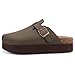 KIDMI Women's Platform Clogs Leather Mules Cork Footbed Potato Shoes, Brown, Size 7