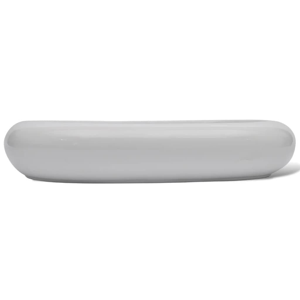 vidaXL Lavabo Baño Forma Ovalada Moderno y Lujoso de Cerámica Blanco Lavamanos