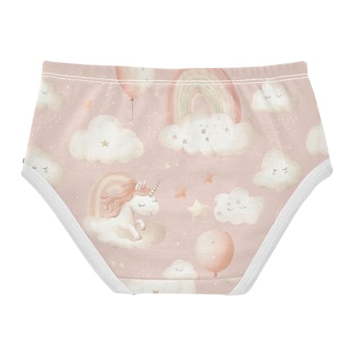 Wusikd Pink Unicorn Clouds Girls' Underwear Cotton Rainbows Balloons Stars Girls Briefs Soft Toddler Underwear 2T2