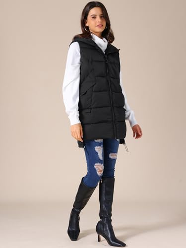 Allegra K Women's Winter Thicken Puffer Vest Hooded Sleeveless Parka Down Jackets with Pockets3
