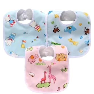 penio soft Waterproof Super Soft Cotton Daily Use Bibs for Baby Boy and Baby Girl – Pack of 3 (Multicolor) – Elegant, Stylish Velcro Bibs for Newborns, Infants, and Toddlers-image-2