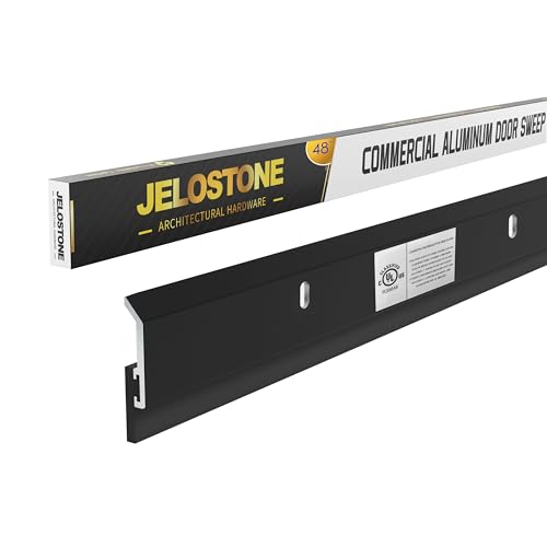 JELOSTONE 2 Pack - 48 Commercial Door Bottom Sweep (Matte Black Anodized) JS-N315 Heavy Duty Aluminum with Neoprene Rubber Insert Ideal for Residential & Commercial Use
