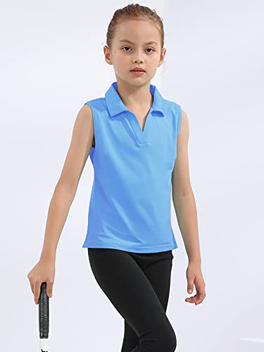 Image of Girls Golf Polo Shirts Sleeveless V Neck Shirts for 5-12 Years