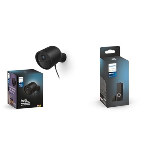 Philips Hue Secure, Caméra HD 1080P filaire, utilisation intérieure ou extérieure + capteur de contact pour porte ou fenêtre, installation facile, contrôle depuis l'application Hue