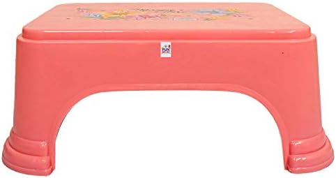 Fun Homes Pack of 1 Plastic Bathroom Stool | Small Sitting Patla for Bathroom | Floral Print Washroom Stool for Hotels | Kitchen Helper Stool | Sturdy & Anti-Slip Bathing Stool/Pata for Home | Pink