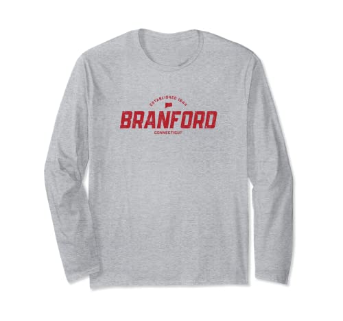 Branford Connecticut CT Logo deportivo rojo deportivo vintage Manga Larga