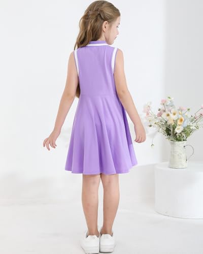 WISREMT Kids Girls Polo Dress Sleeveless Summer Tank Dress Tennis Golf Outfit Sport Active Dresses for School Casual Party4