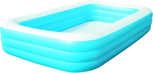 Piscina rectangular familiar: piscina azul fácil de montar para diversión y refrescarse en el verano