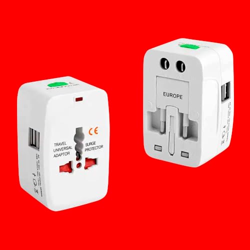 Kit 2 Adaptadores de Tomada Universal de Viagem Internacional Americano Europa Asia Compatível com m