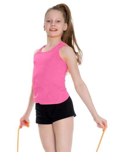 Image of SATINIOR 4 Pieces Girls Dance Tank Tops Racerback Crop Tops Sleeveless Dance Clothes for Girls Gymnastics