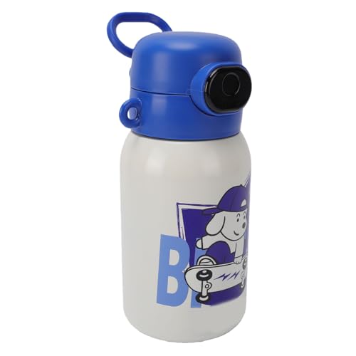 VBESTLIFE Botella de Agua Infantil con Desbloqueo Inteligente Mediante Huella Dactilar, Vaso Isotérmico de Acero Inoxidable de 550 Ml con Pajita y Carga USB-C, para Alumnos de Preescolar y