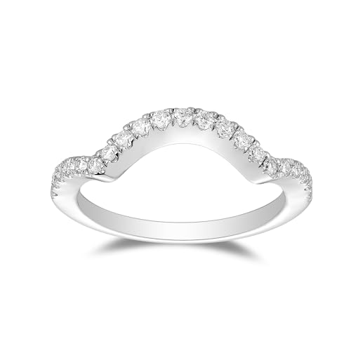 DovEggs Moissanite Wedding Band Half Eternity Band for Women 1.5mm G-H Color Heart Arrows Cut Moissanite Stackable Curved Half Band Anniversary Ring 14k Gold QUALITY Sterling Silver