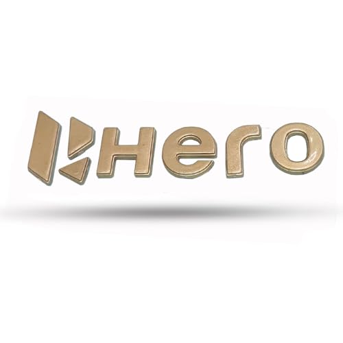 Image of RJVON - Tank Hero Logo 3D Emblem in Golden 2 Pcs for Hero All Bike