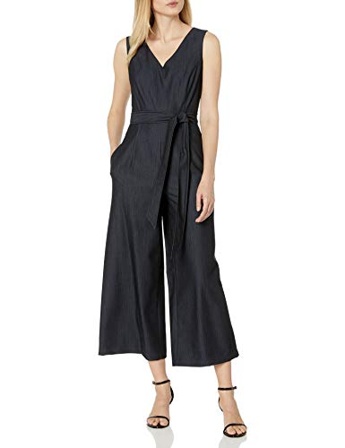 Calvin Klein Damen Sleeveless Cropped Jumpsuit with Self Belt Kleid, Denim, 38