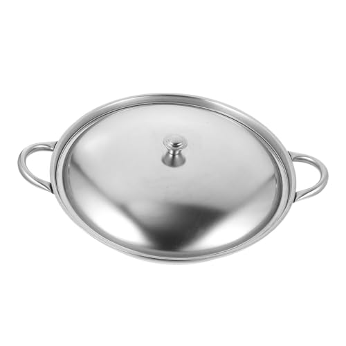 Olla de acero inoxidable con tapa 3.5 quart wok doble asa miniatura 1