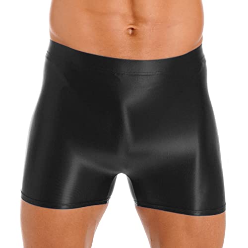 easyforever Mens Shiny Glossy Oily Tight Panties Shorts Trunks Nylon Sheer High Elastic Underwear