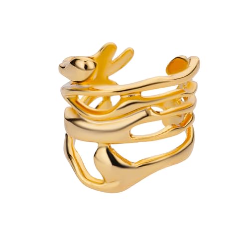 Chunky Band Rings for Women Adjustable Open Gold Silver Rings Thick Gold Statement Rings Simple Stackable Rings for Women Wedding Birthday Jewelry Gifts