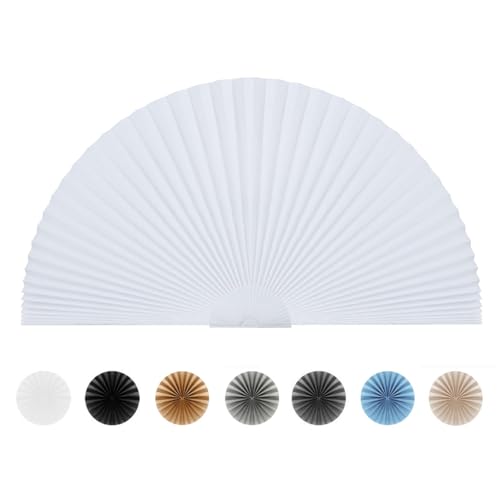 Half Circle Window Shade Self Adhesive Arch Window Shade for Circle Window Light Filtering No Drill Arched Semi Circle Half Moon Pleated Window Covering for Living Room