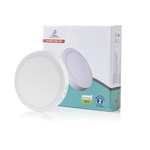 Image of D'Mak 8W Round LED Surface Mounted Panel Light, Warm White Ceiling Light, Energy Efficient Downlighter for Home, Office & Indoor Use, Pack of 2