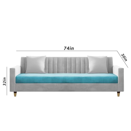 Image of Casaliving Garcia 3+2 Seater Sofa Set for Living Room (Turquise - Grey)