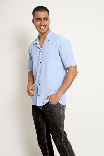 Image of Men's Solid Polycotton Shirt | Short Sleeve Casual & Formal Shirt for Men | Summer Half Sleeve Shirt