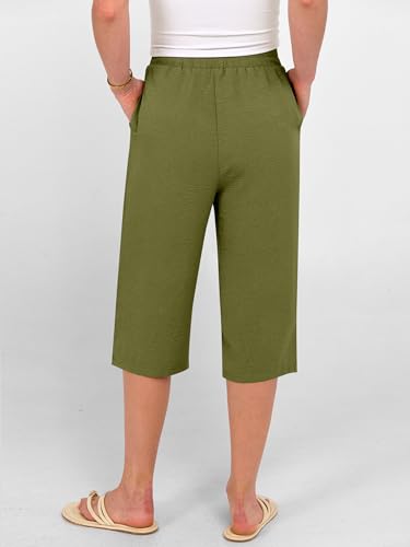 Image of ANRABESS Womens Wide Leg Capri Pants Elastic Waist Casual Loose Lounge Trousers 2026 Summer Flowy Beach Vacation Clothes