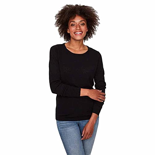 VERO MODA Eleganter Feinstrick Pullover Strukturmuster Rundhals Longsleeve VMCARE Sweater, Farben:Schwarz, Größe:M VERO MODA Eleganter Feinstrick Pullover Strukturmuster Rundhals Longsleeve VMCARE Sweater, Farben:Schwarz, Größe:M