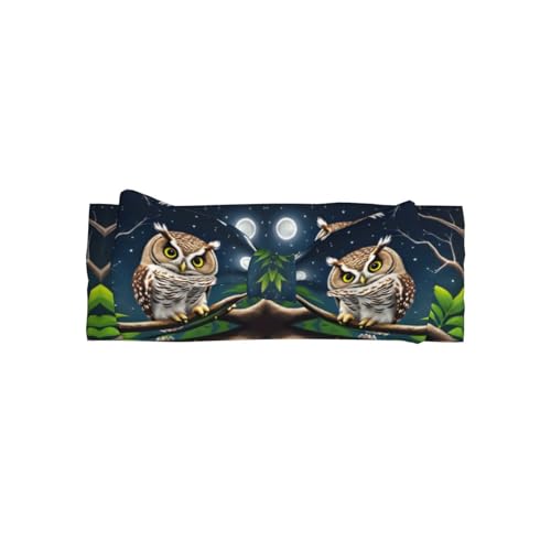 Owl at Night Picture Baby Bow Headband Super Stretchy Soft Bows Hair Accessories for Newborn Infants Toddlers Kids Girls