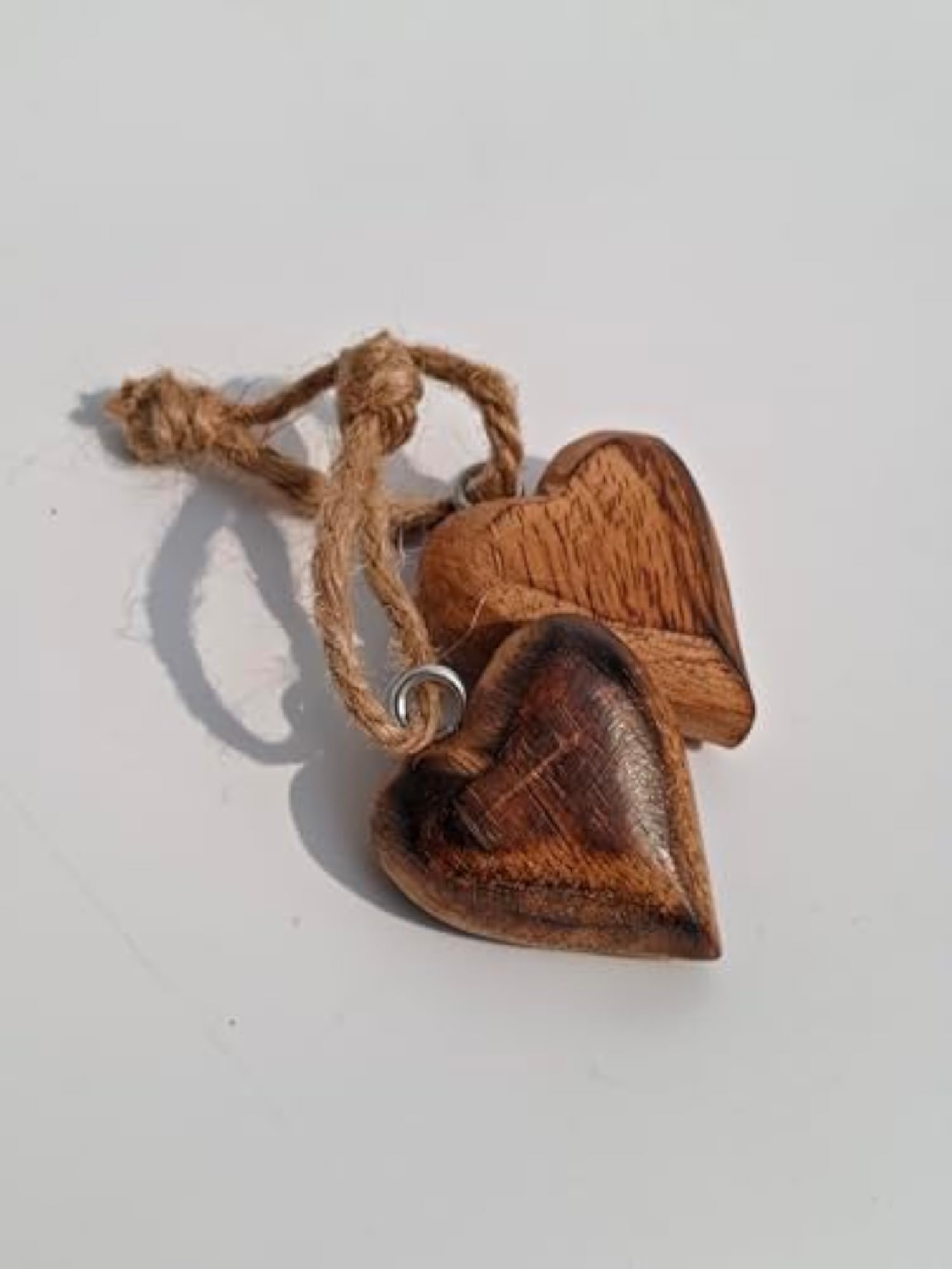 Handcrafted Wooden Heart Charm Keychain, Unique Gift