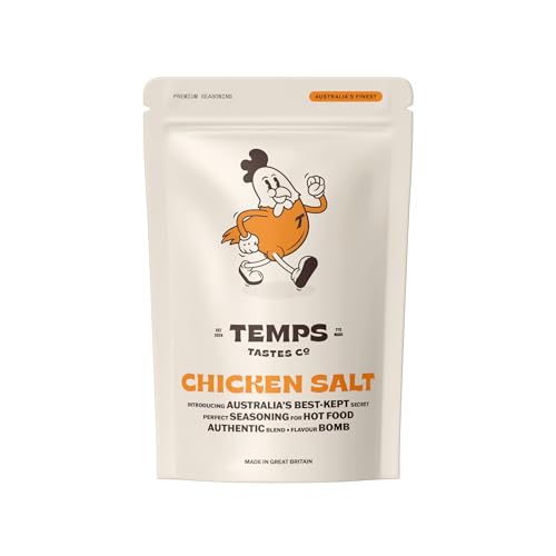 Temps Tastes Co. Chicken Salt Seasoning 50g Pouch Aussie-Style Chip Shop Umami Salt for Crispy Chips Fries & Roast Potatoes Savoury Chickeny Flavour Explosion for Chicken Eggs & Popcorn