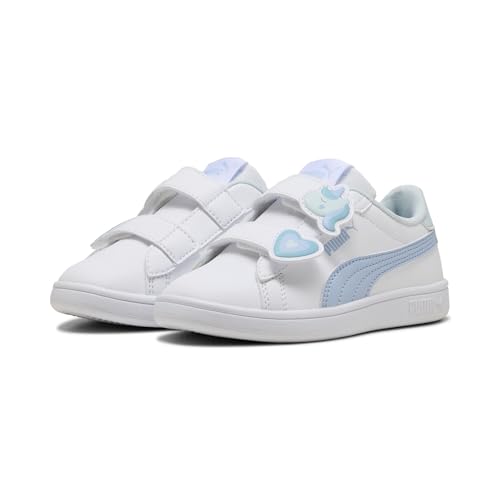 PUMA Zapatillas Smash 3.0 Badges Niños 28.5, White Haute Tropic Blue