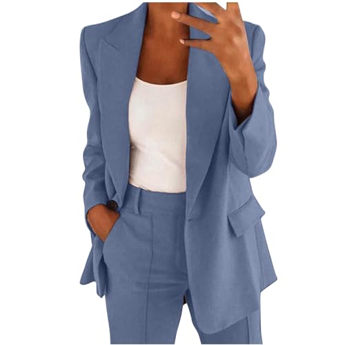 HAOLEI Abito Cerimonia Donna Tailleur Donna Eleganti Pantaloni e Giacca da Cerimonia Curvy Blazer a Maniche Lunghe Due Pezzi Elegante Suit Ufficio e Lavoro Festa