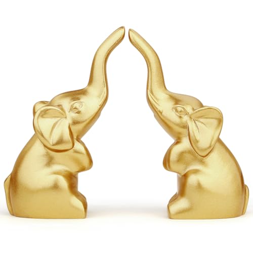AWARDSEN Ornement d'éléphant doré Cadeaux d'éléphant pour Femmes 1 Paire de Statues d'éléphants Ornements animaliers en résine pour Salon et...