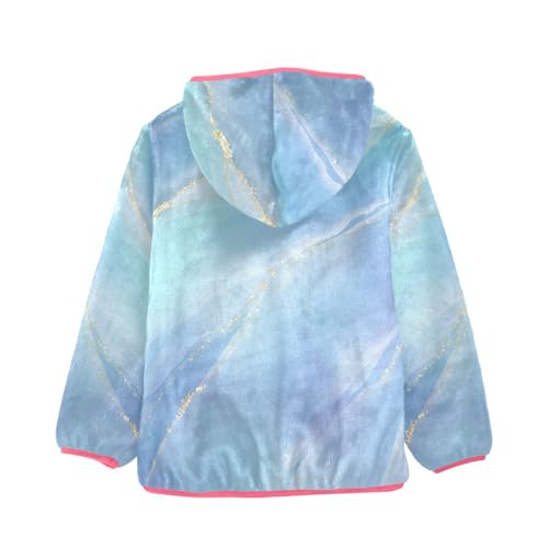 GuoChe Gold Blue Teal Marble Kid Fleece Jacket2