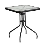 Flash Furniture Barker 23.5' Square Indoor/Outdoor Tempered Glass Patio Side Table, Outdoor Patio Table for...