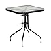 Flash Furniture 23.5'' Square Tempered Glass Metal Table,Clear/Black,23.5 inches