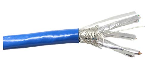 Micro Connectors 500 Feet CAT7 Bulk Ethernet Cable Solid & Shielded (S/FTP) CMR Riser/ Blue (TR4-580SRBL-500)