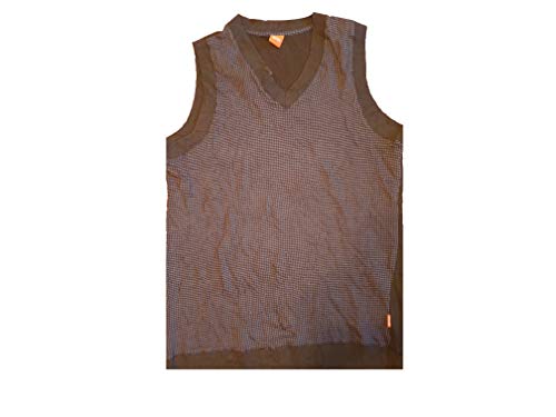Débardeur homme BOSS Hugo à carreaux marron orange col V sans manches TROIM