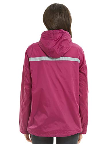 SUNDAY ROSE Women Rain Jacket Lightweight Waterproof Raincoat Hooded Windbreaker 5