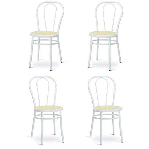 Tomaino - Chaise de Cuisine en Fer avec Assise en Paille - Ensemble de Chaises de Salle à Manger...