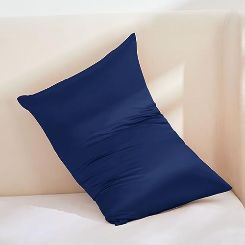Image of THXSILK 100% Pure Mulberry Silk Pillowcase for Hair and Skin, 30 Momme, 6A+ Grade Silk Pillow Case Queen Size 20 inchx30 inch, Real Silk Pillowcase with Zipper, Anti Aging Acne Free (Navy Blue)